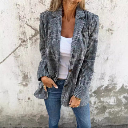 Dames Blazer Geruit Elegante Trendy Jasje