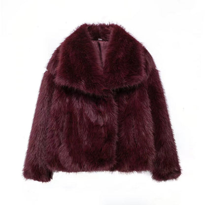 Dames Faux Fur Jas Kort Oversized Luxe Zacht