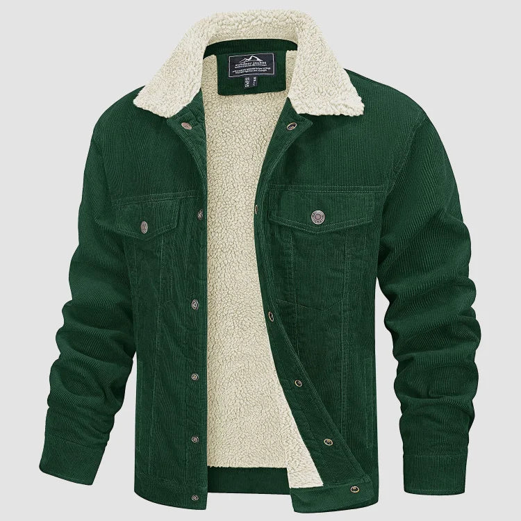 Corduroy Herenjack Groen Ribfluwelen Jas