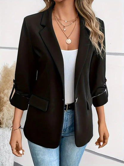 Dames Blazer Lange MouwWarm Donkerblauw voor Herfst en Winter
