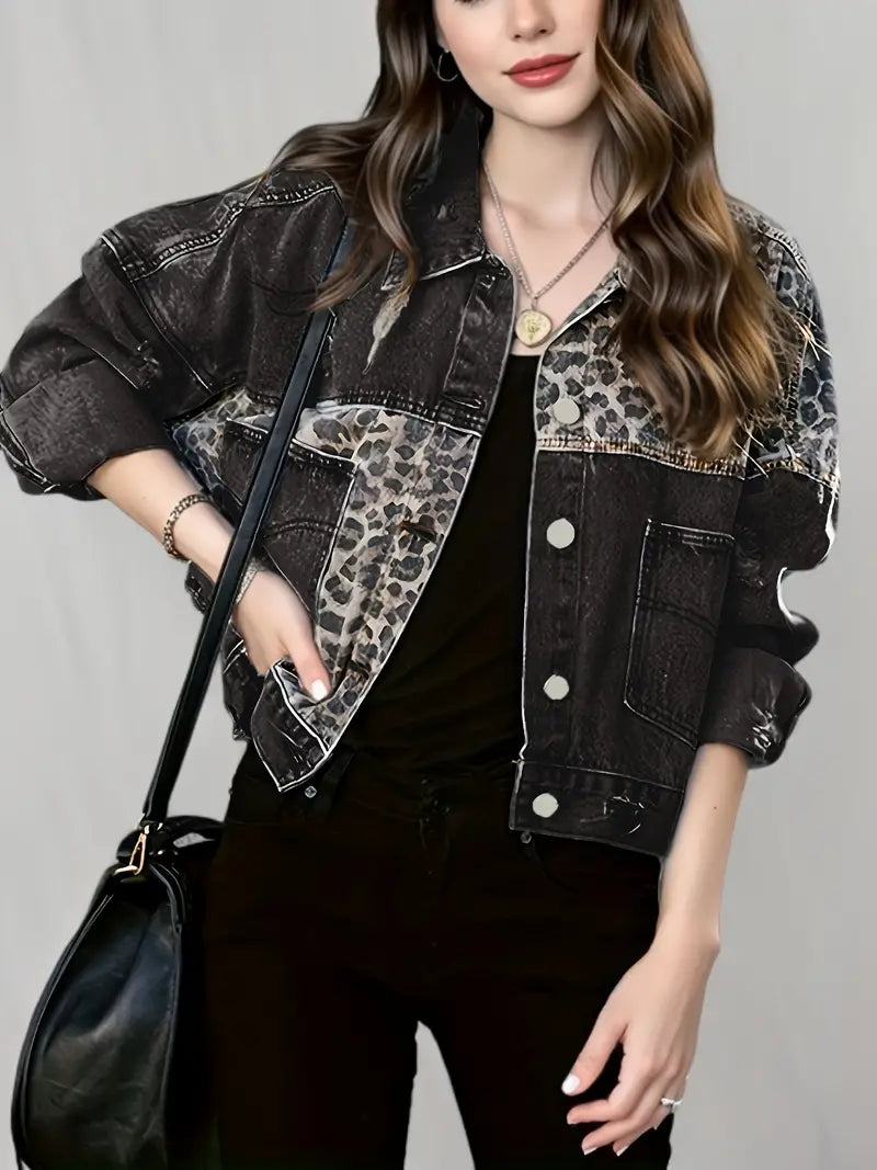 Luipaardprint Jas - Leona Denim Bontjas voor Dames