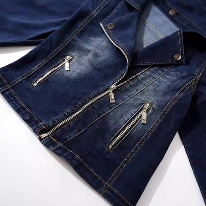 Dames Biker Jas Slim Fit Denim Met Stoere Details