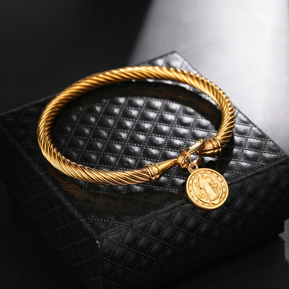 Katholieke Bedelarmband Heilige Benedictus Zilverkleurig
