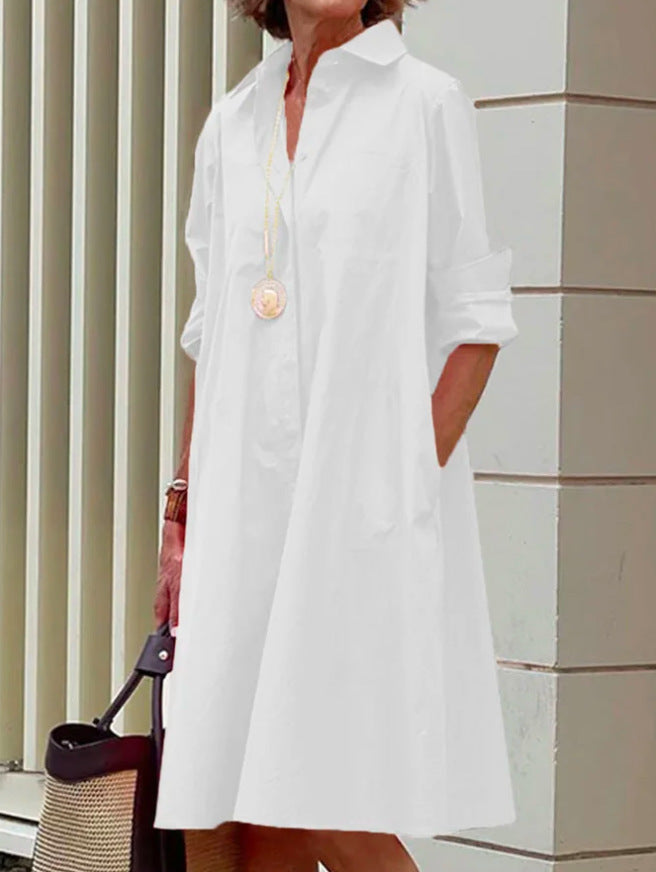 Dames Jurk Midi Elegante Knoopsluiting Zwart Jurk voor Vrouw - Mode Vibes