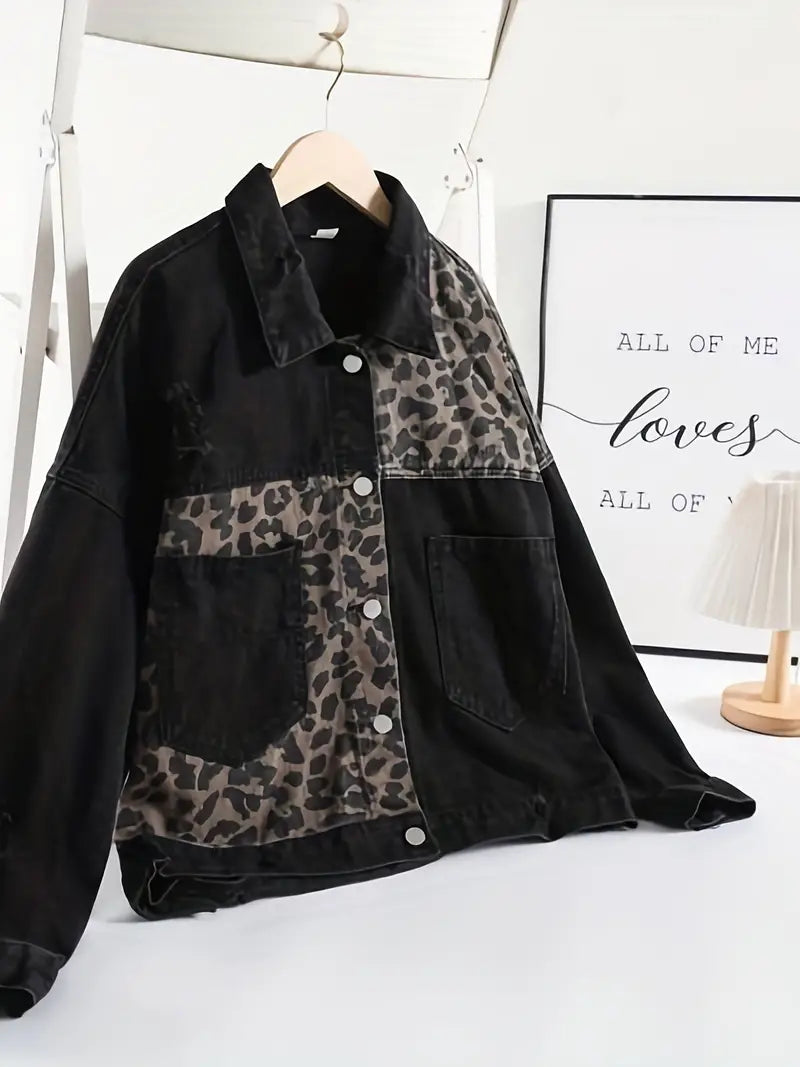 Luipaardprint Jas - Leona Denim Bontjas voor Dames
