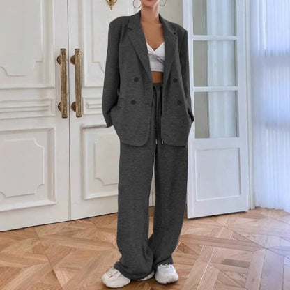Dames Tweedelig Pak Blazer en Wijde Broek Modern Design