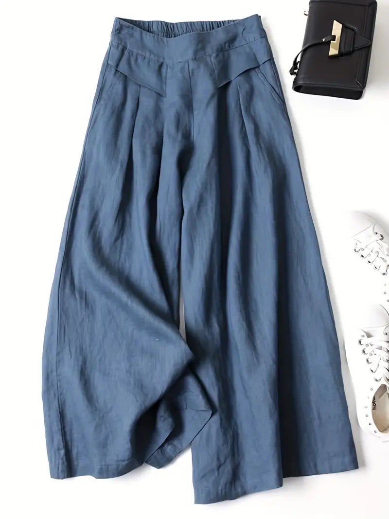 Linnen Broek Hoge Taille Wijde Pijpen Zomerse Stijl