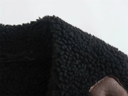 Dames Faux Leren Pilotenjas Oversized met Teddy Voering en Zakken