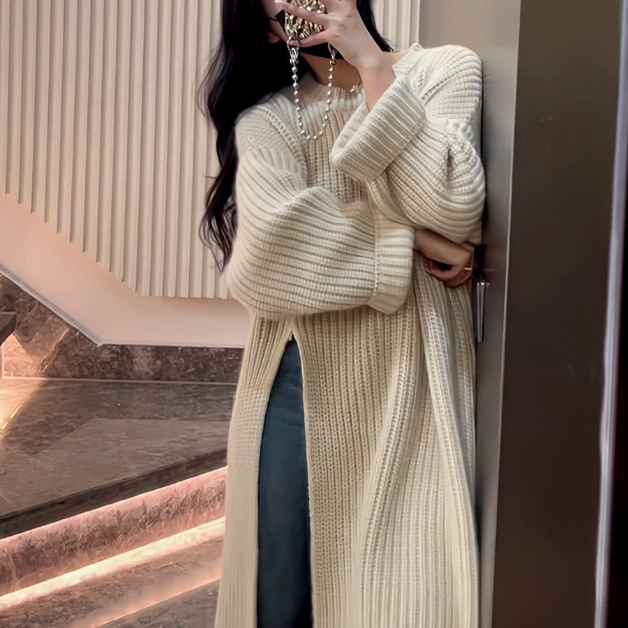 Dames Gebreide Lange Jurk Elegante Stijlvolle Design