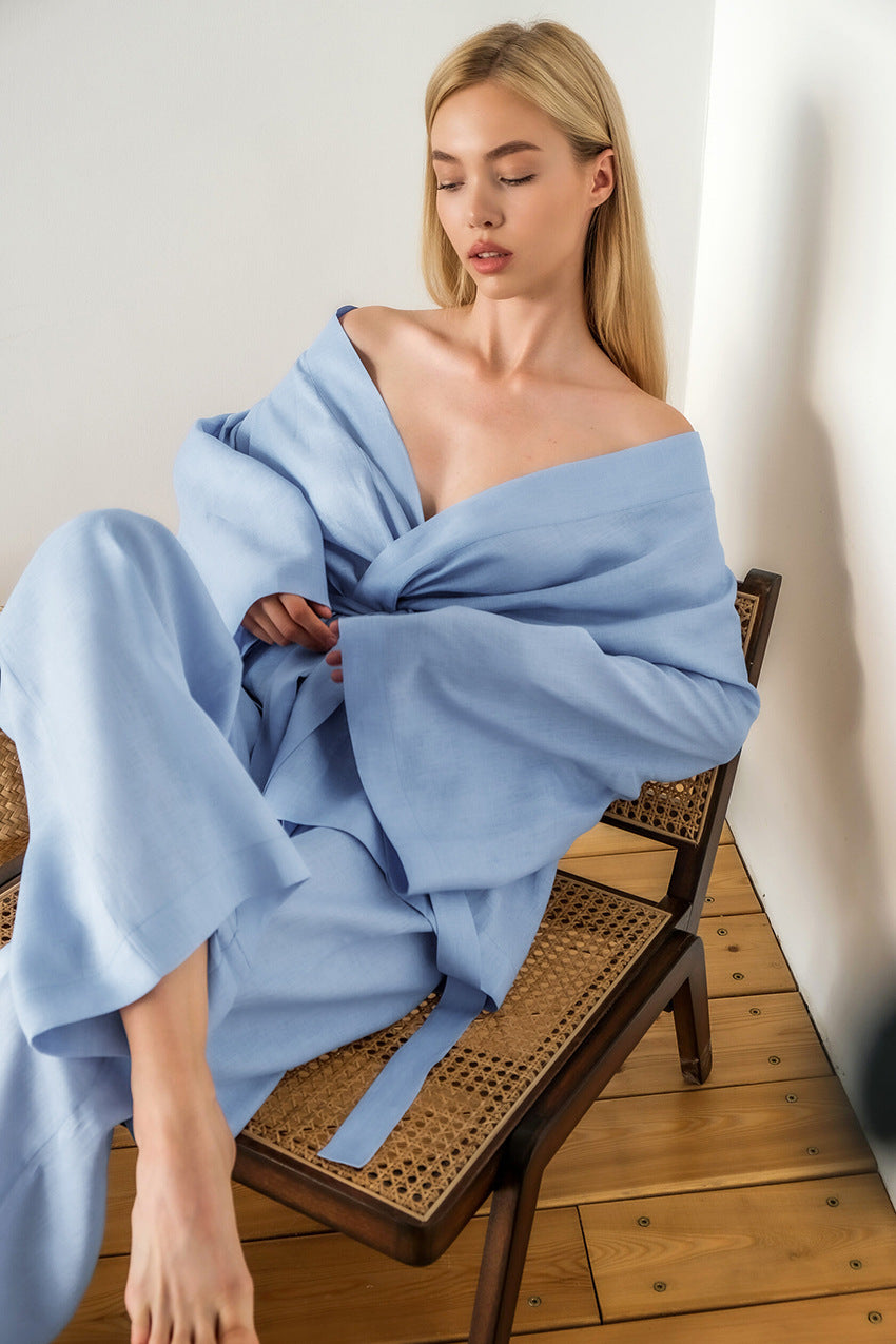 Dames Tweedelige Set Broek en Wikkel Top Japanse Stijl