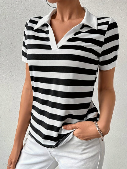 Dames T-shirt Korte Mouwen Gestreept Zomerse Stijl
