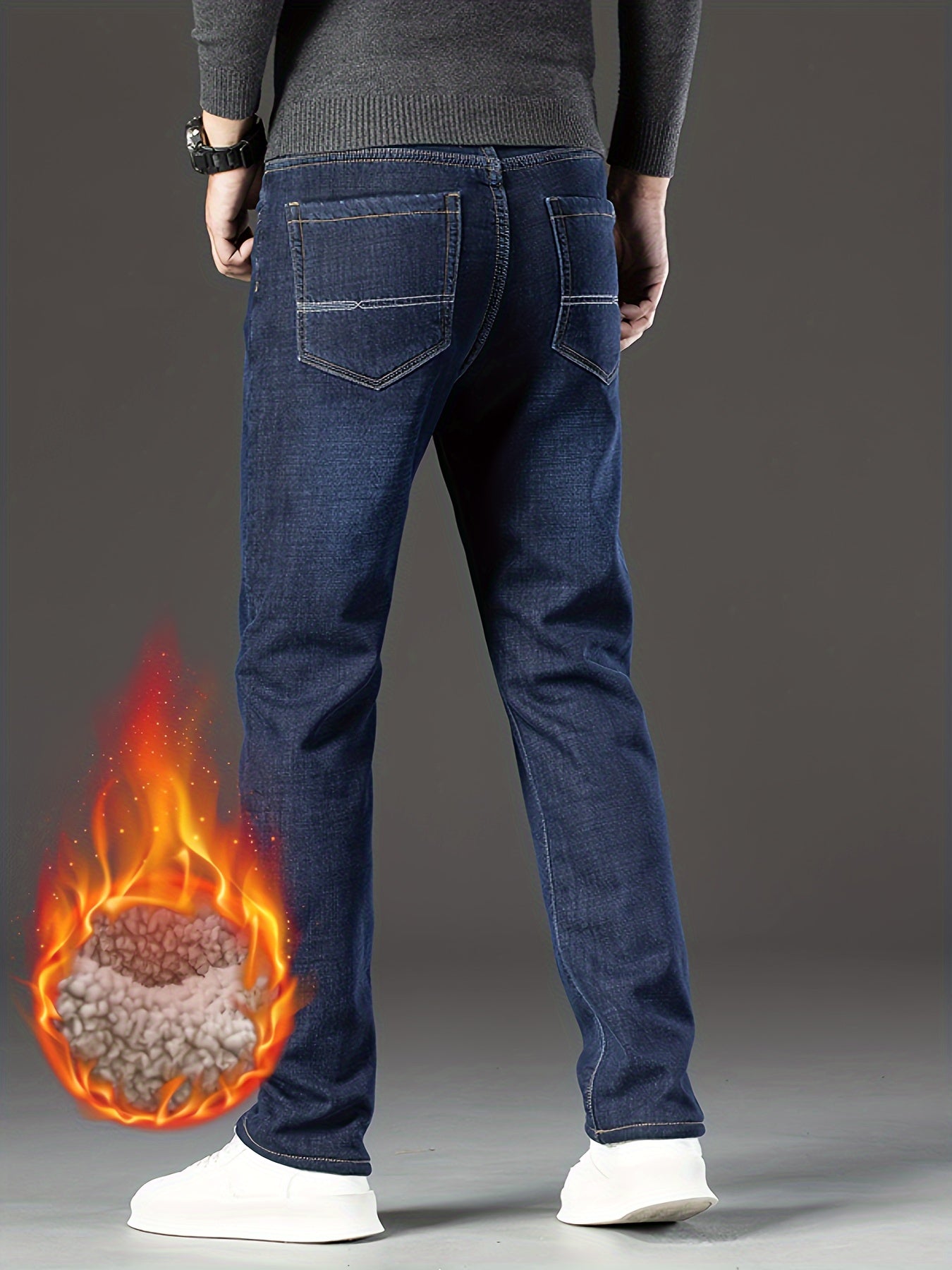 Heren Winterjeans Fleecevoering Warm Grijs