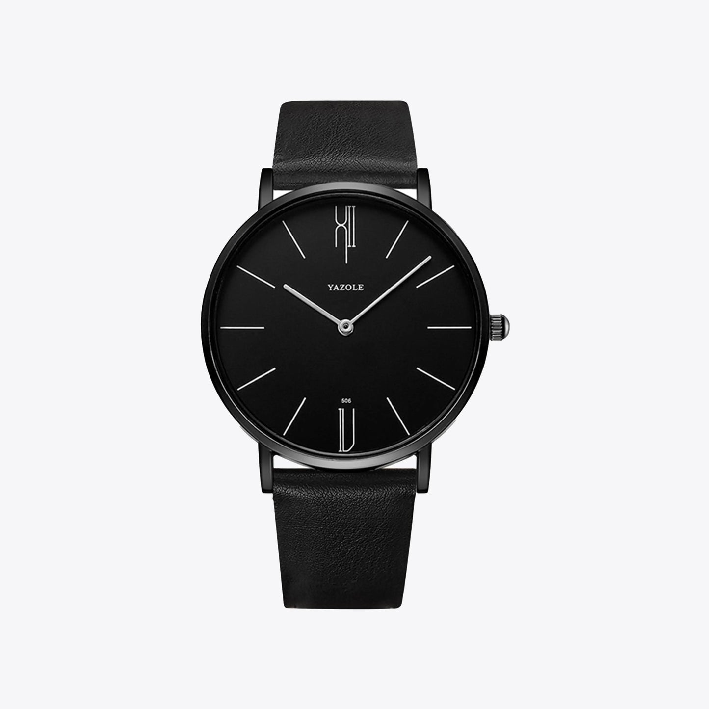Heren Horloge Stijlvol Leerband Zwart