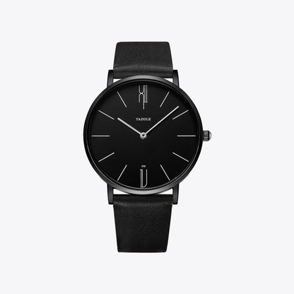 Heren Horloge Stijlvol Leerband Zwart