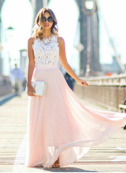 Maxi Jurk Wit Chiffon voor Bruiloft en Feesten