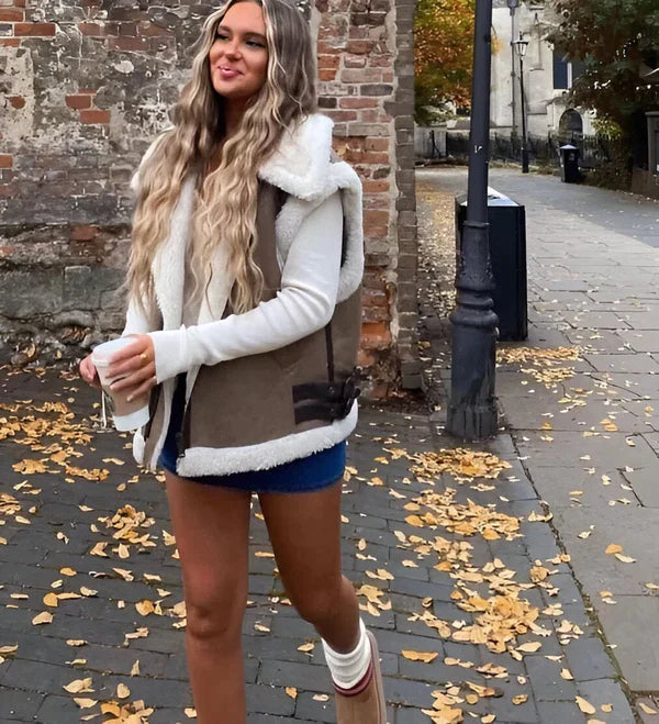 Teddy vest Herfstkleuren Zacht Warm voor Vrouw
