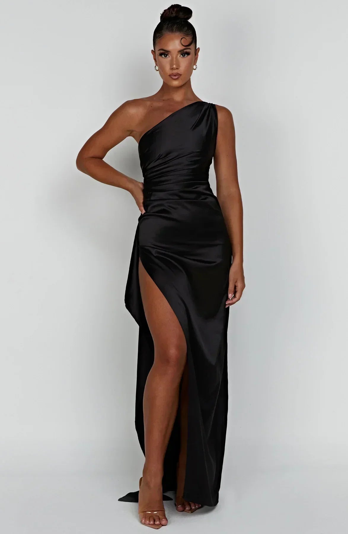 Elegante One-Shoulder Jurk Zomerse Splitrok