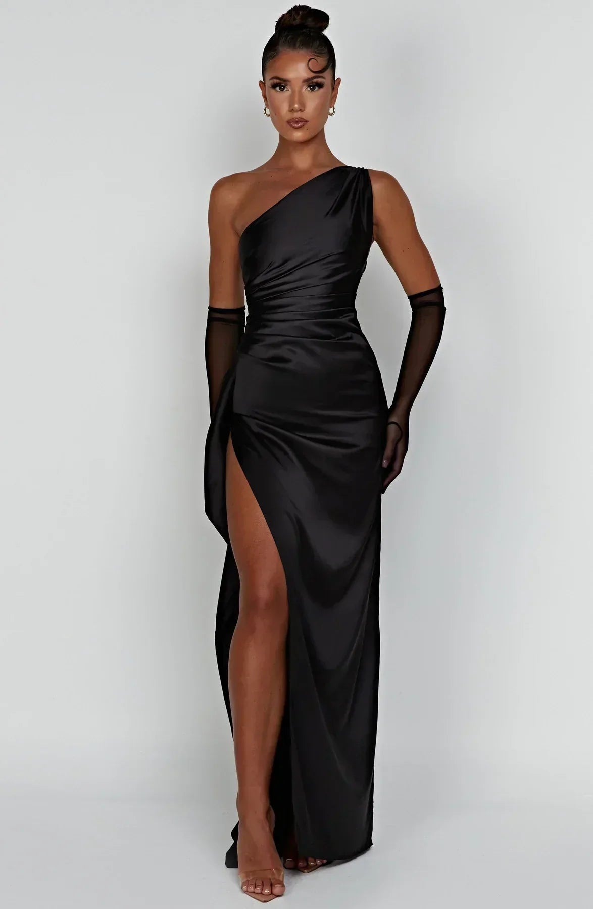 Elegante One-Shoulder Jurk Zomerse Splitrok