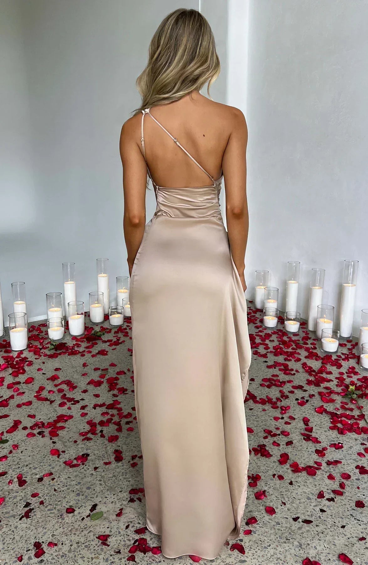 Elegante One-Shoulder Jurk Zomerse Splitrok