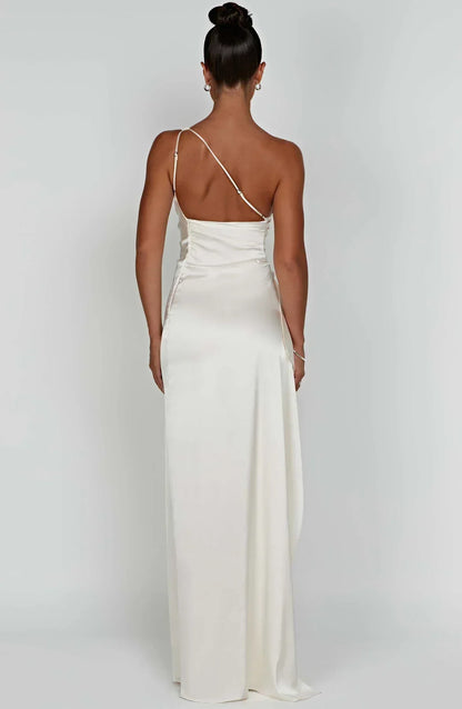 Elegante One-Shoulder Jurk Zomerse Splitrok