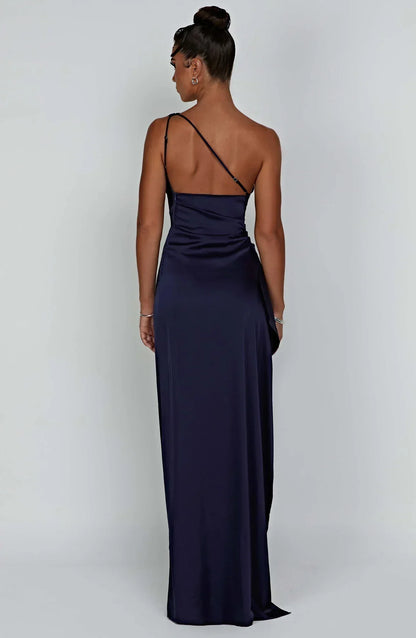 Velanora Dress | Geplooide Satijnen Split Jurk