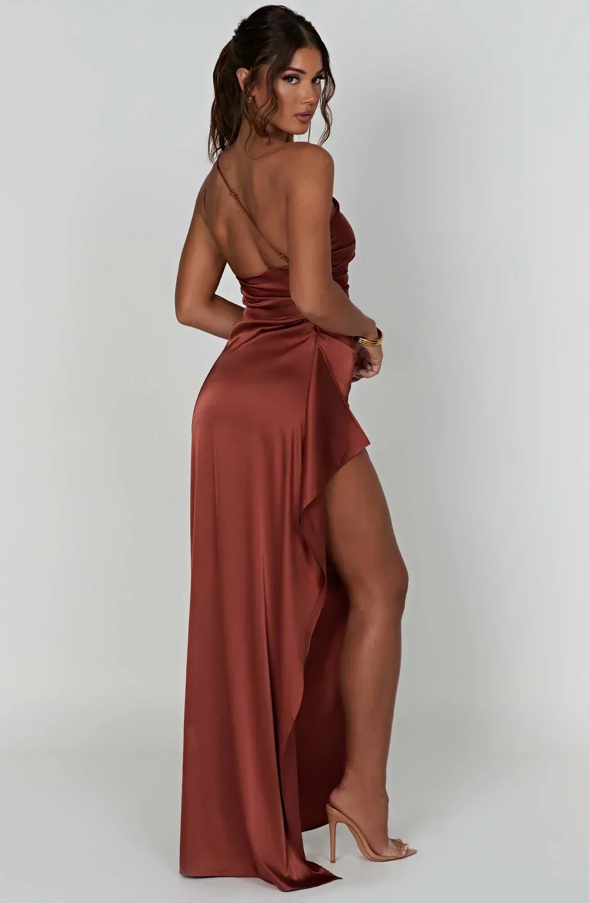 Elegante One-Shoulder Jurk Zomerse Splitrok