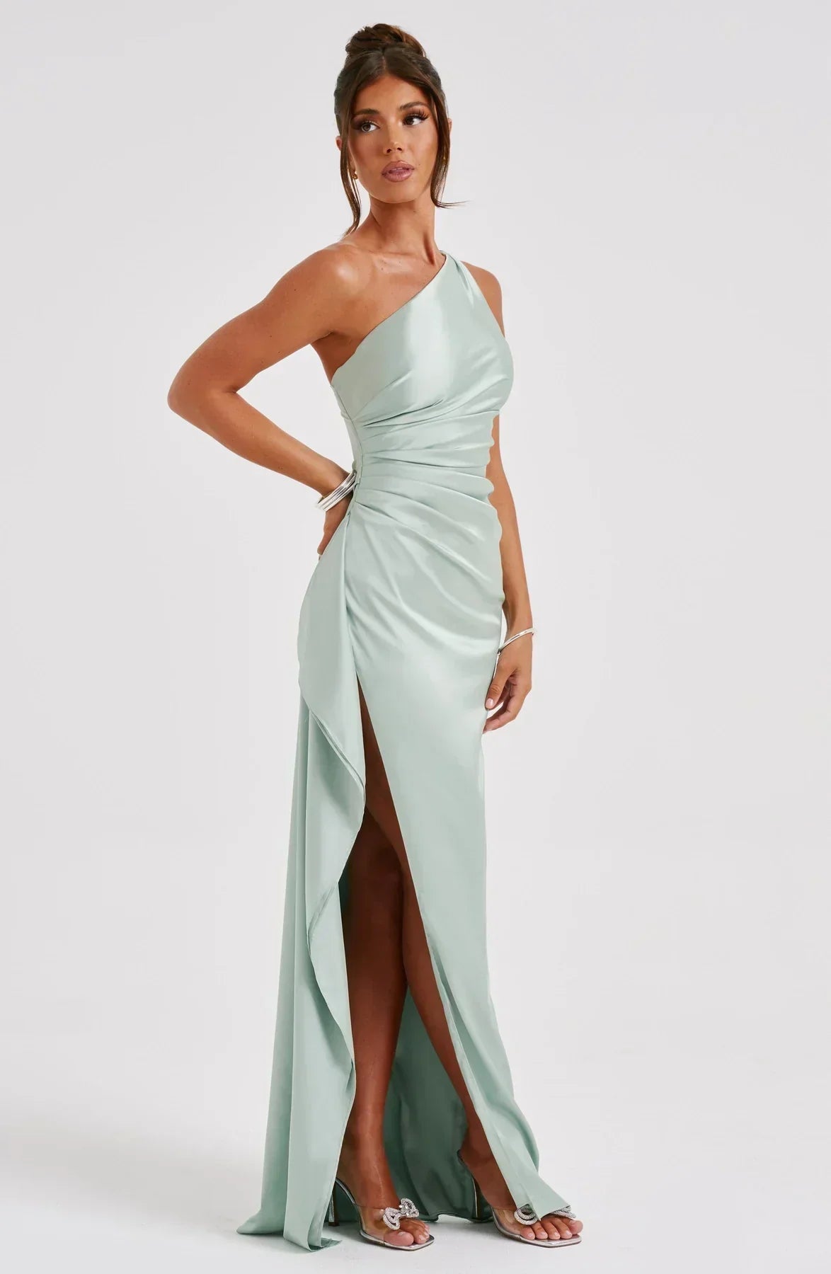 Elegante One-Shoulder Jurk Zomerse Splitrok