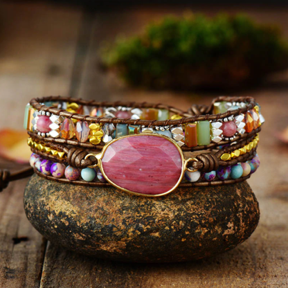 Kleurrijke Edelstenen Armband met Unieke Steentjes