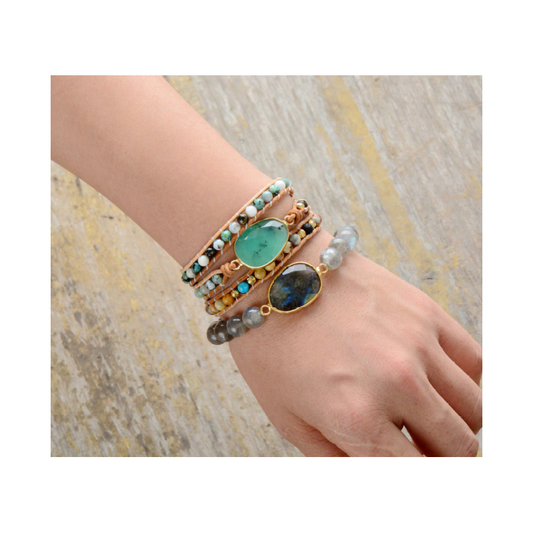 Kleurrijke Edelstenen Armband met Unieke Steentjes - Mode Vibes