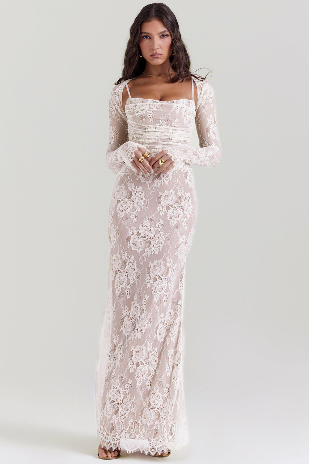 Korset Jurk Maxi Chique met Kant en Ruches - Mode Vibes