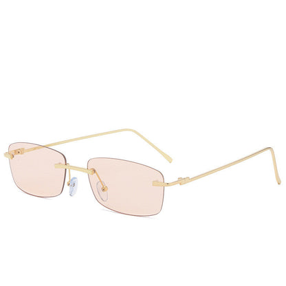 Dames Zonnebril Randloos Rechte Glazen Trendy Stijl