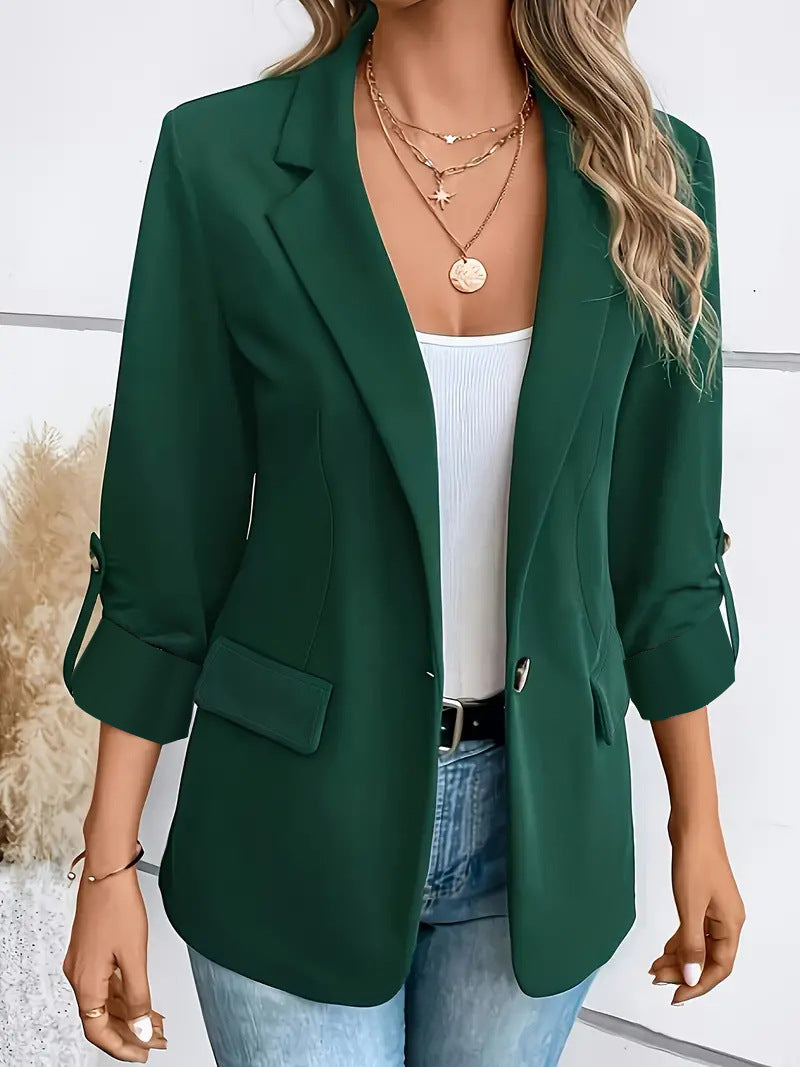 Dames Blazer Lange MouwWarm Donkerblauw voor Herfst en Winter