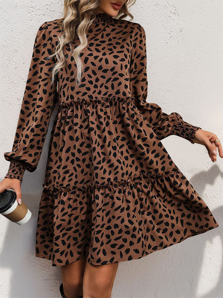 Dames Babydoll Jurk met Bloemenprint en Plooi Details