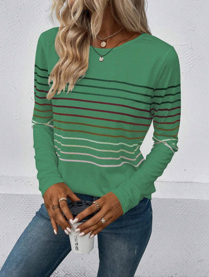 Dames T-shirt Lange Mouwen Streepjes Basic Stijlvol