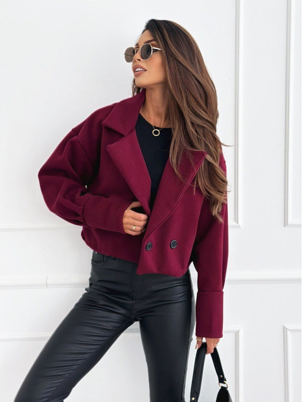 Dames Wollen Jas Kort Elegante Look