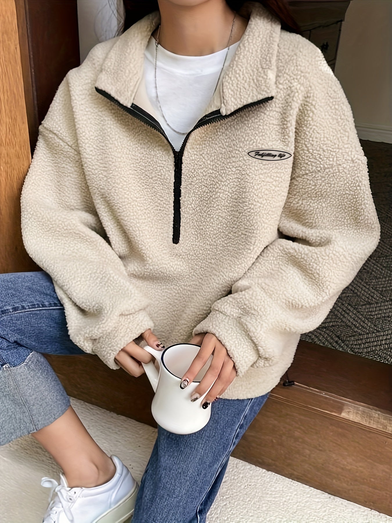 Pullover Sweatshirt Effen met Ritssluiting voor Dames - Mode Vibes