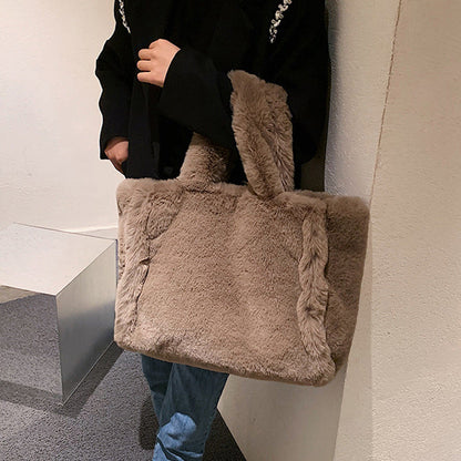 Dames Teddy Schoudertas Zacht met Comfortabele Handgrepen