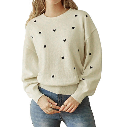 Dames Trui Gebreid met Hartjes Stijlvol Elegante Look