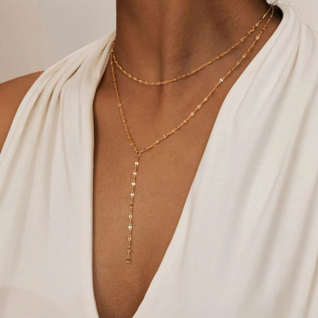 Gouden Y-Vorm Ketting voor Dames met Fijne Schakels en Subtiel Detail - Mode Vibes