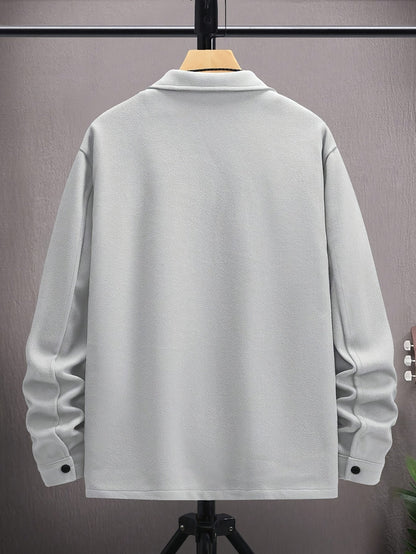 Herenjas Met Kap en Klepzakken Casual Stijl