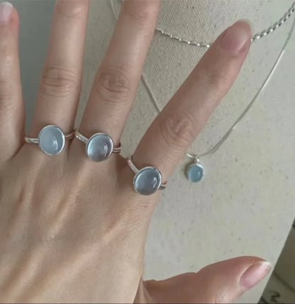 Zilveren Aquamarijn Ring voor Vrouw Elegant Sieraden