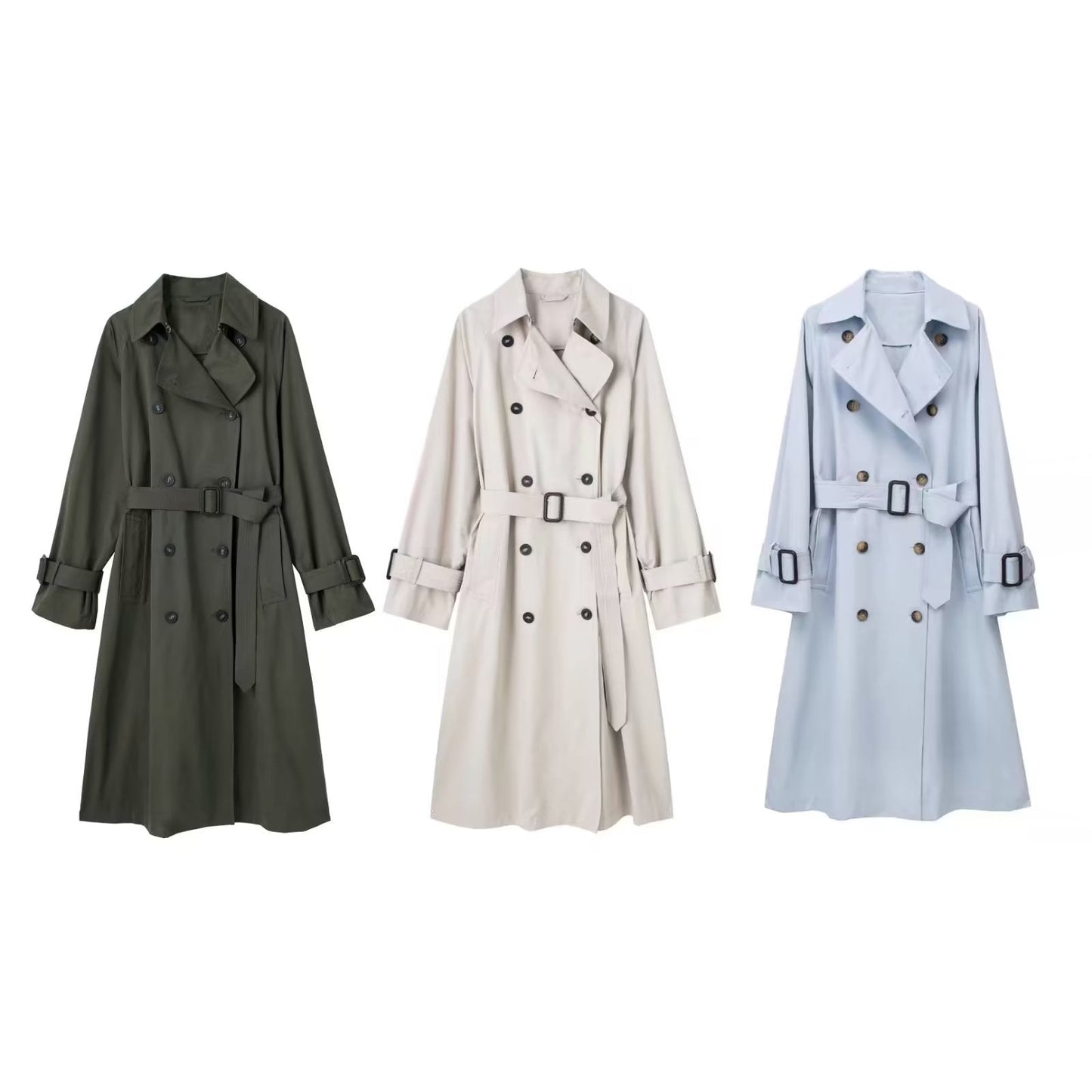Dames Trenchcoat Lange Trendy Voorjaarsjas met Ceintuur