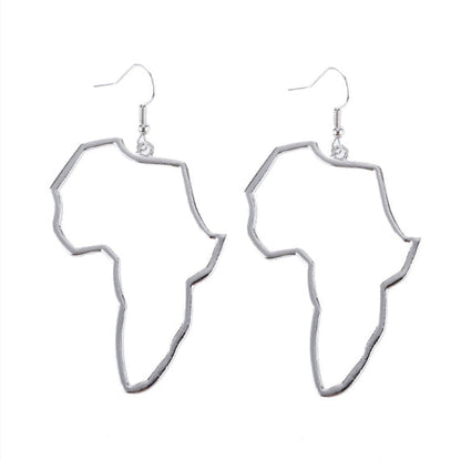Dames Oorbellen Goudkleurig met Kaartvorm Afrika Stijl