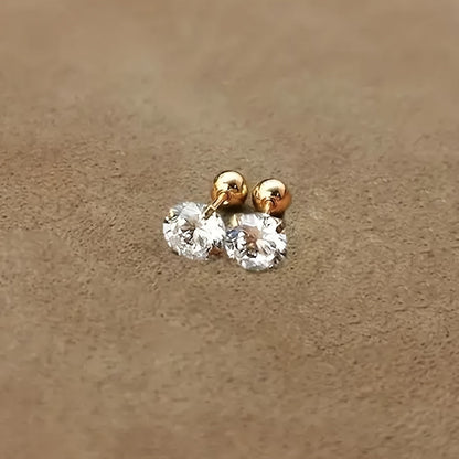 Titanium Oorknopjes met Zirkonia Steen Zilverkleurig Lumen