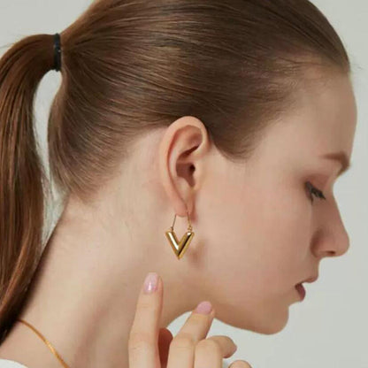 Retro Dames Oorbellen V-Vorm Zilver Kleur