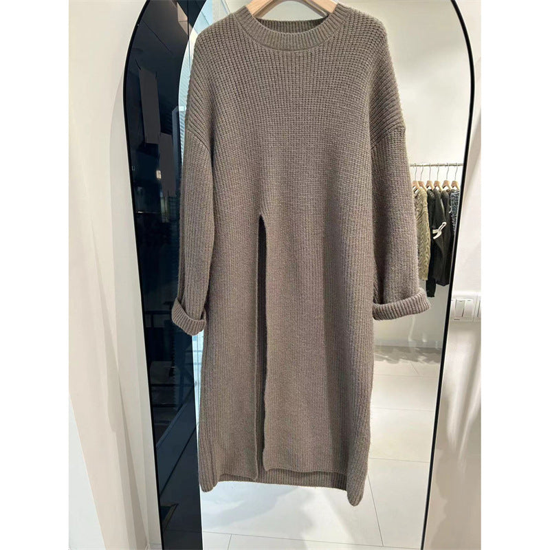 Dames Gebreide Lange Jurk Elegante Stijlvolle Design