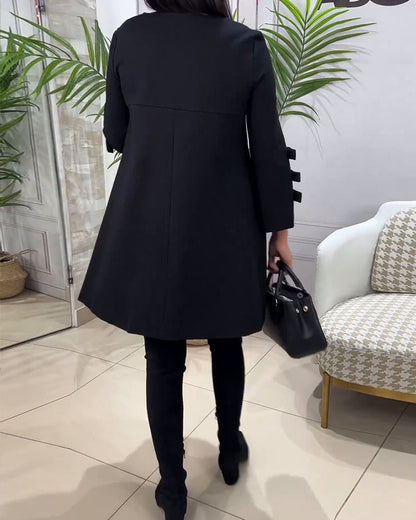 Zwarte Jurk met Lange Mouwen Casual Vrouwenjurk