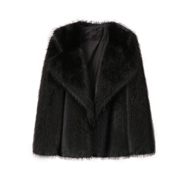 Dames Faux Fur Jas Grote Kraag Trendy Stijlvolle Zomerjas