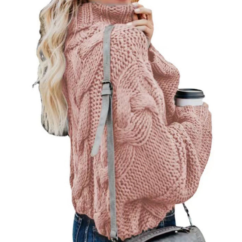 Dames Coltrui Oversized met Kabelpatroon Lange Mouwen