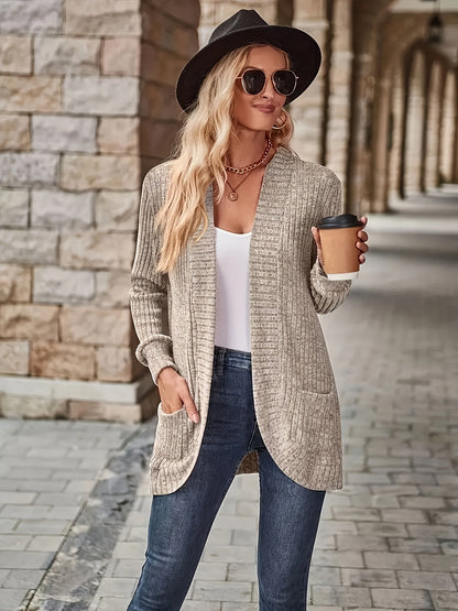 Dames Casual Gebreid Fleecevest met Lange Mouwen